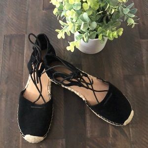 Audrey Brooke Black tie espadrilles 🖤